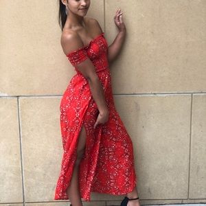 Red paisley pattern jumpsuit